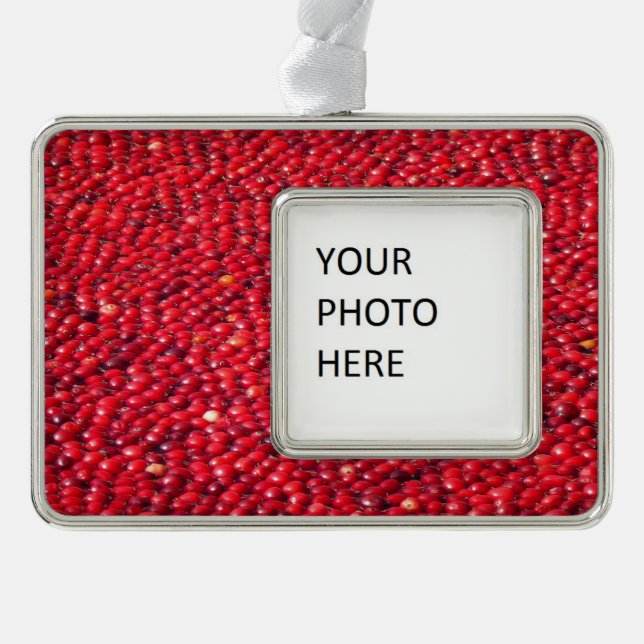 Cranberries Festive Red Silver Plated Framed Ornament (Front)