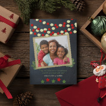 Cranberry and Popcorn Rustic Photo Christmas