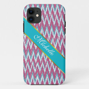 Cranberry and Teal iKat ZigZag Pattern Case-Mate iPhone Case