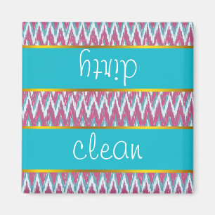Cranberry and Teal iKat ZigZag Pattern Magnet