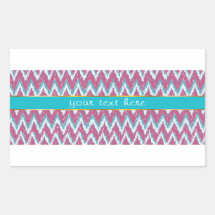 Cranberry and Teal iKat ZigZag Pattern Rectangular Sticker