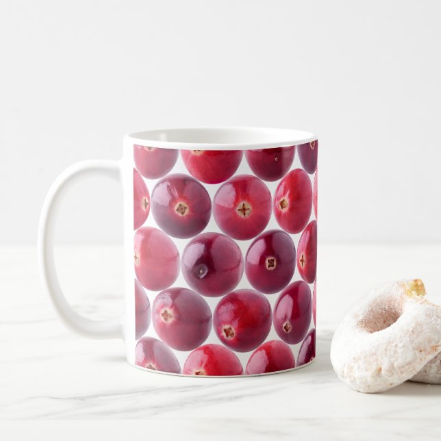 Cranberry background coffee mug (With Donut)
