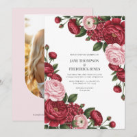 Cranberry & Blush Watercolor Floral Wedding Photo