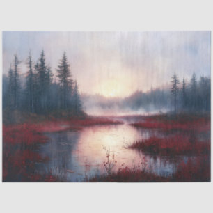 Cranberry Bog Sunrise Landscape Decoupage Tissue Paper
