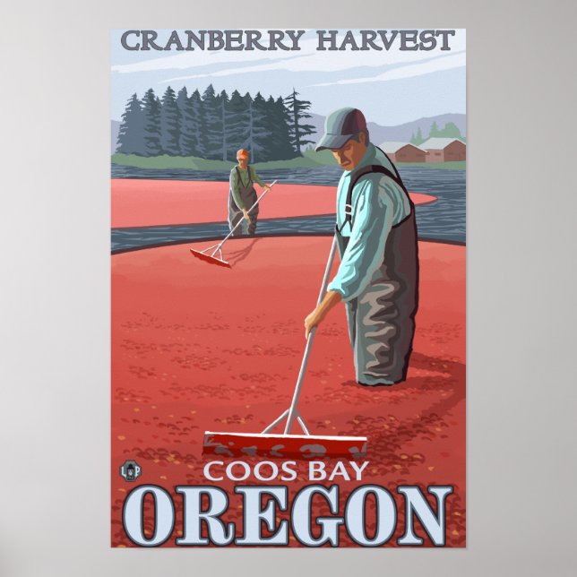 Cranberry Bogs Harvest - Coos Bay, Oregon Poster (Front)
