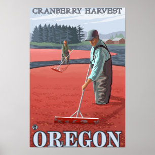 Cranberry Bogs Harvest Vintage Travel Poster