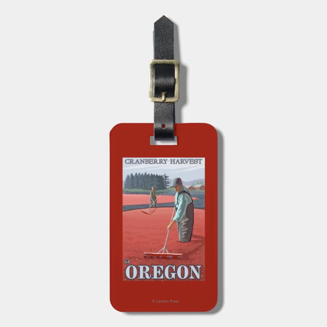 Cranberry Bogs Harvest Vintage Travel Poster Luggage Tag (Front Vertical)