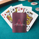 Cranberry Burgundy Purple Stainless Steel Monogram Playing Cards<br><div class="desc">Cranberry Burgundy Purple Faux Metallic Stainless Steel Elegant Monogram Playing Cards. These playing cards can be customised to include your initial and first name and make a great party favour for a birthday party,  bridal shower or bachelorette party.</div>