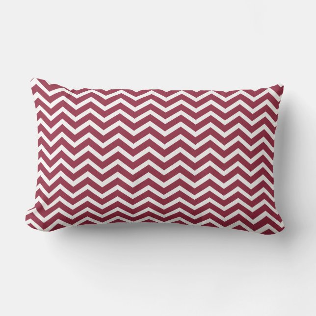 Cranberry Chevron Lumbar Pillow (Front)