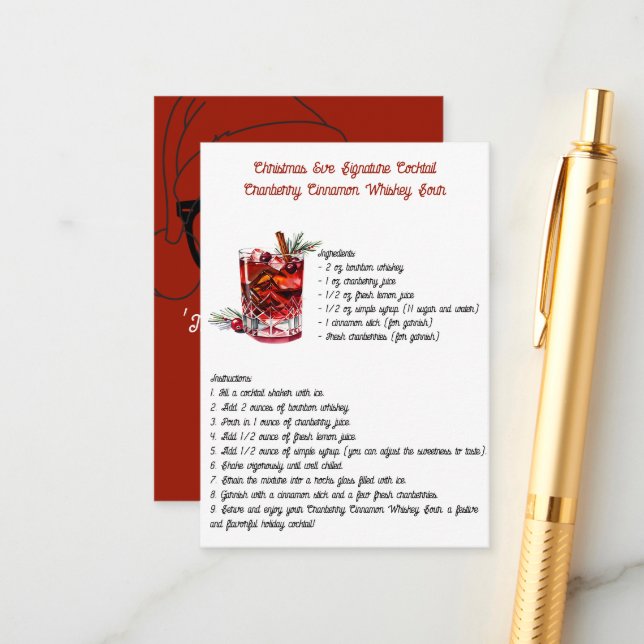 Cranberry Cinnamon Whiskey Sour Enclosure Card (Front/Back In Situ)