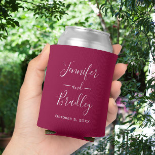 Cranberry Custom Wedding Can Cooler