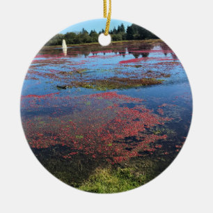 Cranberry Farm, Long Beach, Washington Ceramic Tree Decoration