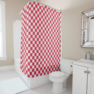Cranberry fizz checkerboard pattern shower curtain