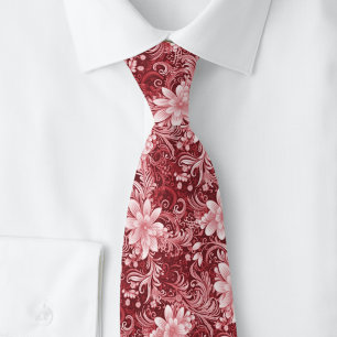 Cranberry Floral Batik Tie