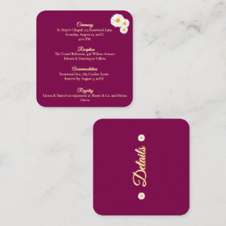 Cranberry Floral Wedding Details Enclosure Card