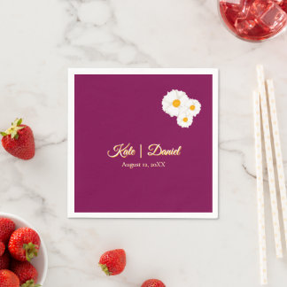 Cranberry Floral Wedding Paper Napkin