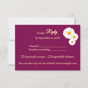 Cranberry Floral Wedding RSVP Card