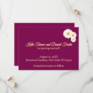 Cranberry Floral Wedding Save the Date Invitation