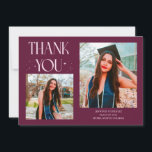 Cranberry Graduate Thank You 2-Photo  Announcement<br><div class="desc">Modern and whimsical graduation announcement photo card featuring 2 photos on the front and 1 on the back. The text says "THANK YOU" with twinkling stars. Add the graduate's name,  information,  and message to personalize this card. Cranberry.</div>