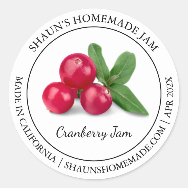 Cranberry Jam Modern label (Front)