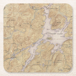 Cranberry Lake, Wanakena, Oswegatchie River Area Square Paper Coaster