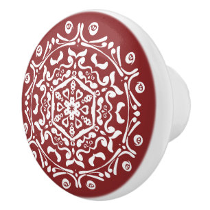 Cranberry Mandala Ceramic Knob