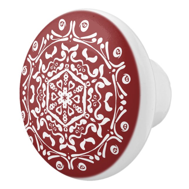 Cranberry Mandala Ceramic Knob (Right)