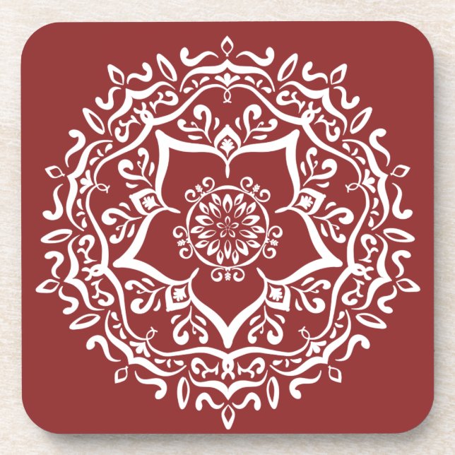 Cranberry Mandala Coaster (Front)