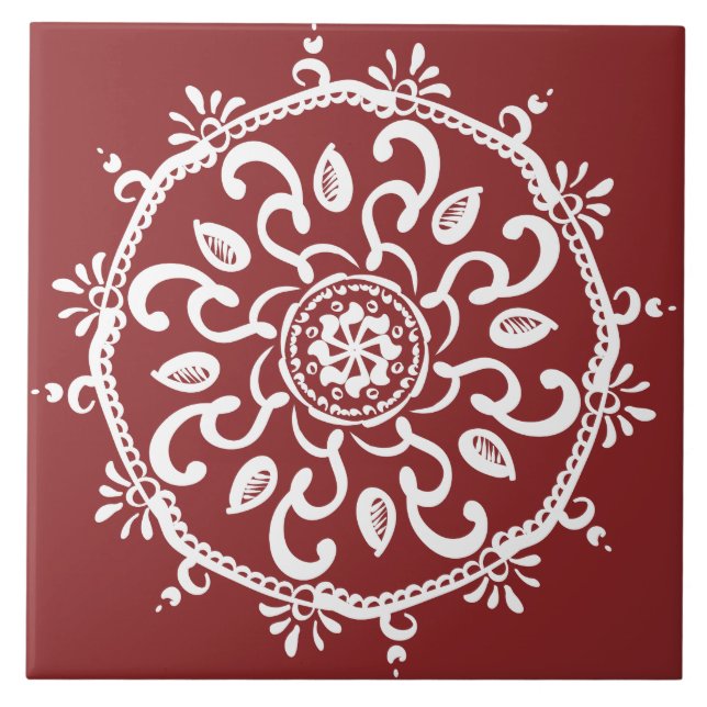 Cranberry Mandala Tile (Front)