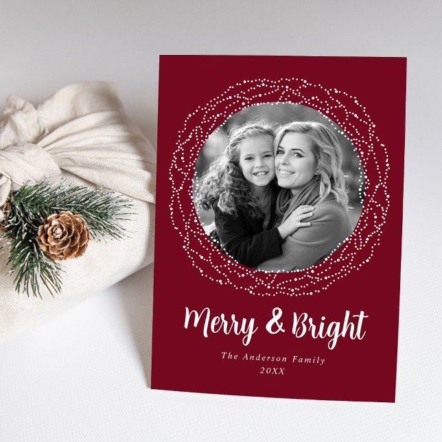 Cranberry Merry and Bright Photo Holiday Card (Creator Uploaded)