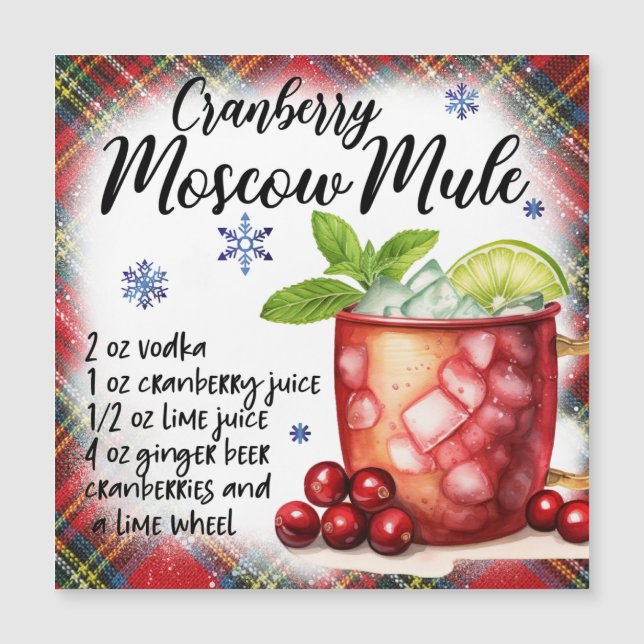 Cranberry Moscow Mule Recipe Magnetic Card (Front)