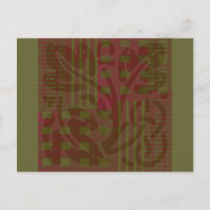 cranberry olive woodcut Celtic inspiration Postcard