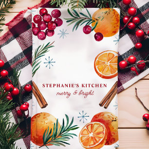 Cranberry Orange Cinnamon Custom Christmas Tea Towel