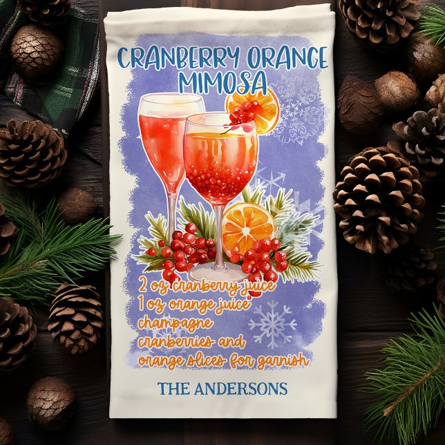 Cranberry Orange Mimosa Christmas Cocktail Recipe Tea Towel (Creator Uploaded)