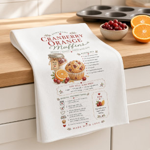 Cranberry Orange Muffins Recipe Holiday Tea Towel