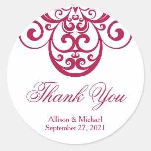 Cranberry Ornate, Thank You Stickers