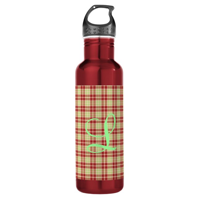 Cranberry Plaid Customisable 710 Ml Water Bottle (Front)
