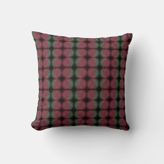 Cranberry Red And Dark Green Cushion (Front)