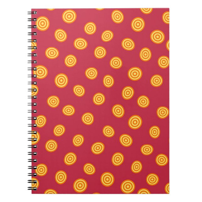Cranberry red and orange cute circles notebook (Front)