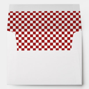 Cranberry Red and White Chequerboard Pattern Envelope