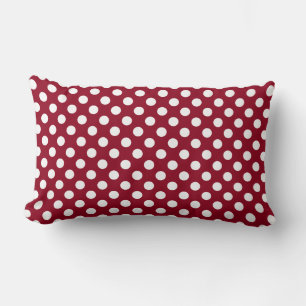 Cranberry Red and White Polka Dot Pattern Lumbar Cushion