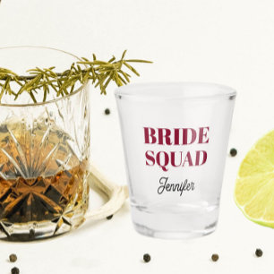 Cranberry Red Bride Squad Bachelorette Party Shot Glass