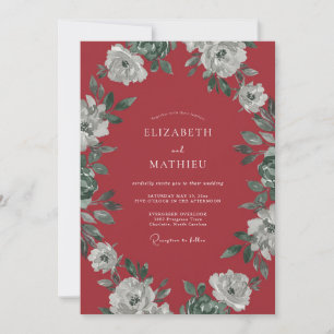 Cranberry Red Dramatic Winter Wedding Invitation