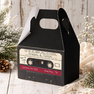 Cranberry Red Retro Cassette Tape Wedding Favour Box