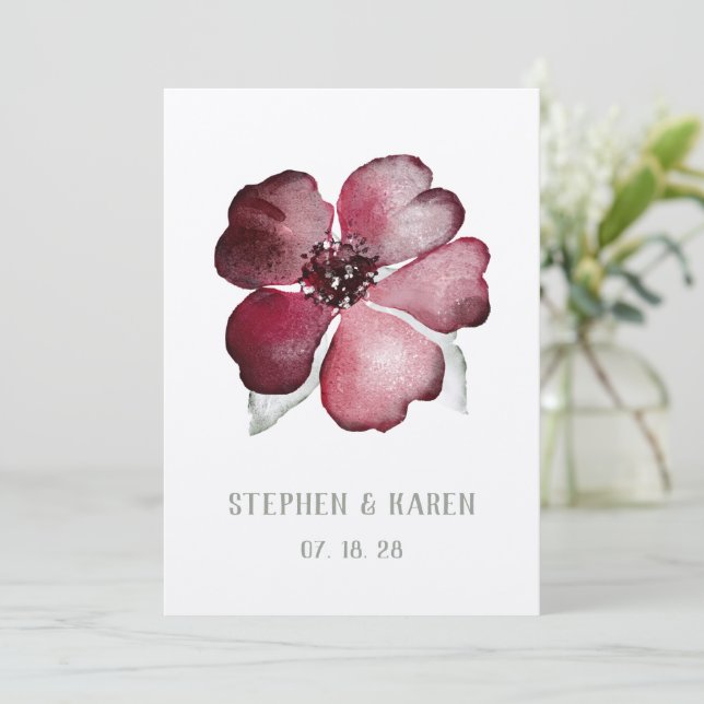 Cranberry Red Scarlet Flower Wedding Invitation (Standing Front)