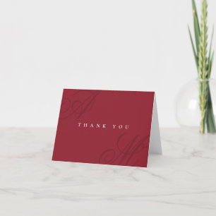 Cranberry Red Simple Minimal Wedding Thank You Card
