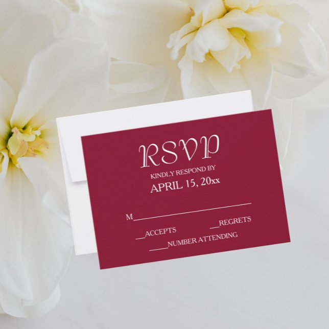 Cranberry Red Simple Style Wedding RSVP Card (In Situ Wedding)