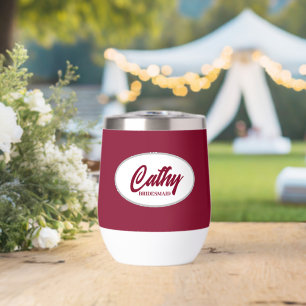 Cranberry Red Stylised Name Wedding Bridesmaid