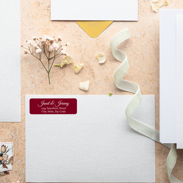 Cranberry Red Stylised Name Wedding Return Address (In Situ Wedding)