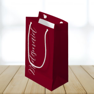 Cranberry Red Stylised  Script Wedding Bridesmaid Small Gift Bag
